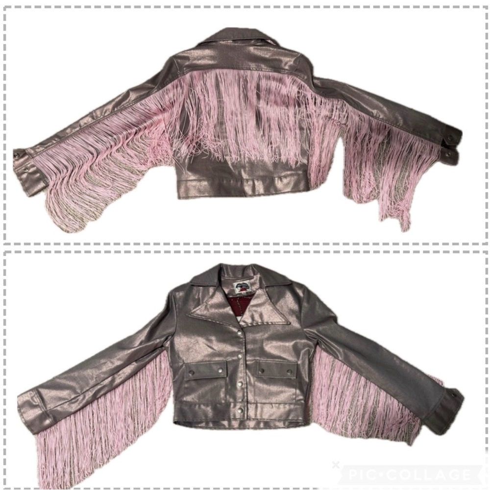 RARE ONE OF A KIND Wallflower Vintage Pink Iridescent Fringe Jacket